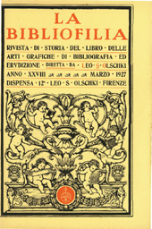 Fascículo, La bibliofilia : rivista di storia del libro e di bibliografia : XXVIII, 12, 1927, L.S. Olschki