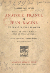 eBook, Anatole France et Jean Racine : Ou La clé de l'art francien. Avec 5 planches hors texte, Armand Colin (réédition numérique FeniXX)
