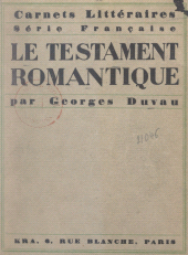 E-book, Le testament romantique, Grasset (réédition numérique FeniXX)