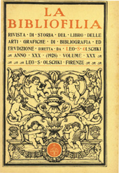 Fascículo, La bibliofilia : rivista di storia del libro e di bibliografia : XXX, 6, 1928, L.S. Olschki