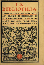 Heft, La bibliofilia : rivista di storia del libro e di bibliografia : XXXI, 3/4, 1929, L.S. Olschki