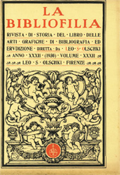 Fascículo, La bibliofilia : rivista di storia del libro e di bibliografia : XXXII, 1/2, 1930, L.S. Olschki