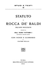 eBook, Statuto di Rocca dè Baldi dell'anno MCCCCXLVIII, Vattasso, Marco, Biblioteca apostolica vaticana