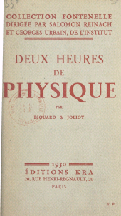 E-book, Deux heures de physique, Grasset (réédition numérique FeniXX)