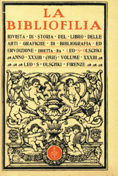 Fascículo, La bibliofilia : rivista di storia del libro e di bibliografia : XXXIII, 1/2, 1931, L.S. Olschki