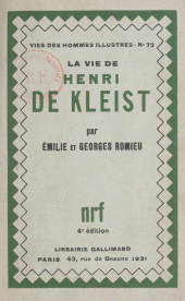 E-book, La vie de Henri de Kleist, Gallimard (réédition numérique FeniXX)