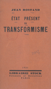 E-book, L'état présent du transformisme, Stock (réédition numérique FeniXX)
