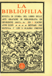 Heft, La bibliofilia : rivista di storia del libro e di bibliografia : XXXIV, 1, 1932, L.S. Olschki