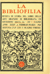 Fascículo, La bibliofilia : rivista di storia del libro e di bibliografia : XXXIV, 2/3, 1932, L.S. Olschki