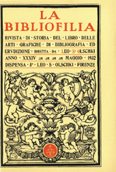 Heft, La bibliofilia : rivista di storia del libro e di bibliografia : XXXIV, 5, 1932, L.S. Olschki