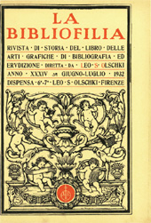 Heft, La bibliofilia : rivista di storia del libro e di bibliografia : XXXIV, 6/7, 1932, L.S. Olschki