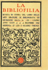 Fascículo, La bibliofilia : rivista di storia del libro e di bibliografia : XXXIV, 12, 1932, L.S. Olschki