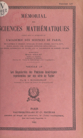 eBook, Les singularités des fonctions analytiques représentées par une série de Taylor, Dunod (réédition numérique FeniXX)