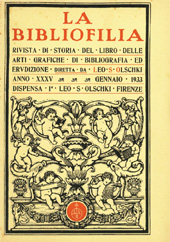 Fascículo, La bibliofilia : rivista di storia del libro e di bibliografia : XXXV, 1, 1933, L.S. Olschki