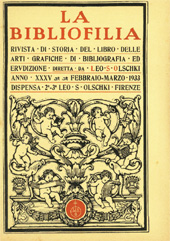 Fascículo, La bibliofilia : rivista di storia del libro e di bibliografia : XXXV, 2/3, 1933, L.S. Olschki