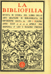 Fascículo, La bibliofilia : rivista di storia del libro e di bibliografia : XXXV, 4, 1933, L.S. Olschki