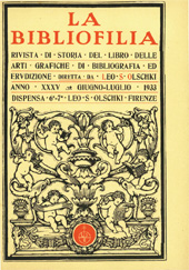 Fascículo, La bibliofilia : rivista di storia del libro e di bibliografia : XXXV, 6/7, 1933, L.S. Olschki