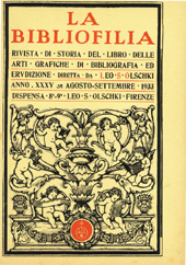 Fascículo, La bibliofilia : rivista di storia del libro e di bibliografia : XXXV, 8/9, 1933, L.S. Olschki