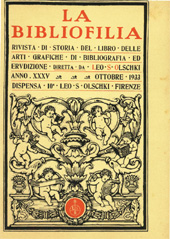 Fascicule, La bibliofilia : rivista di storia del libro e di bibliografia : XXXV, 10, 1933, L.S. Olschki