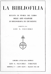 Fascículo, La bibliofilia : rivista di storia del libro e di bibliografia : XXXVI, 5, 1934, L.S. Olschki