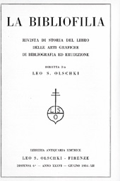 Fascículo, La bibliofilia : rivista di storia del libro e di bibliografia : XXXVI, 6, 1934, L.S. Olschki