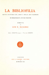 Fascículo, La bibliofilia : rivista di storia del libro e di bibliografia : XXXVI, 1/2, 1934, L.S. Olschki