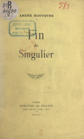 E-book, Fin de singulier (3), Mercure de France (réédition numérique FeniXX)