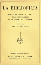 Heft, La bibliofilia : rivista di storia del libro e di bibliografia : XXXVII, 1, 1935, L.S. Olschki
