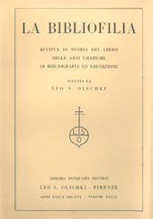 Fascículo, La bibliofilia : rivista di storia del libro e di bibliografia : XXXIX, 1/2, 1937, L.S. Olschki