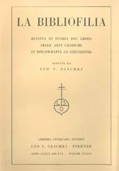 Heft, La bibliofilia : rivista di storia del libro e di bibliografia : XXXIX, 3, 1937, L.S. Olschki