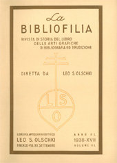 Fascículo, La bibliofilia : rivista di storia del libro e di bibliografia : XL, 1/2, 1938, L.S. Olschki
