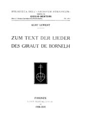 E-book, Zum Text der Lieder des Giraut de Bornelh, L.S. Olschki