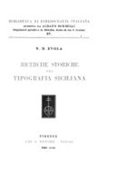 E-book, Ricerche storiche sulla tipografia siciliana, Leo S. Olschki editore