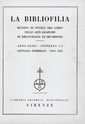 Fascículo, La bibliofilia : rivista di storia del libro e di bibliografia : XLIII, 1/2, 1941, L.S. Olschki