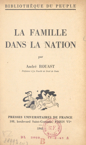 E-book, La famille dans la nation, Presses universitaires de France (réédition numérique FeniXX)