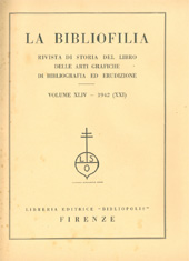 Fascículo, La bibliofilia : rivista di storia del libro e di bibliografia : XLIV, 1/2/3, 1942, L.S. Olschki
