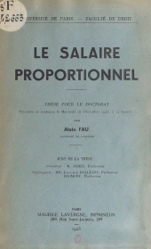 E-book, Le salaire proportionnel : Thèse pour le Doctorat, Presses universitaires de France (réédition numérique FeniXX)