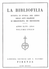 Heft, La bibliofilia : rivista di storia del libro e di bibliografia : XLVI, 1, 1944, L.S. Olschki