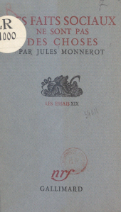 E-book, Les faits sociaux ne sont pas des choses, Gallimard (réédition numérique FeniXX)