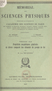 E-book, Propriétés magnétiques générales de divers composés des éléments du groupe du fer, Dunod (réédition numérique FeniXX)