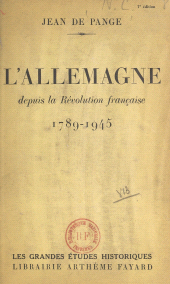 E-book, L'Allemagne depuis la Révolution française, 1789-1945, Fayard (réédition numérique FeniXX)