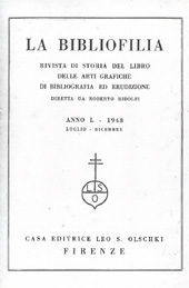 Issue, La bibliofilia : rivista di storia del libro e di bibliografia : L, 2, 1948, L.S. Olschki