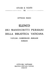 E-book, Elenco dei manoscritti persiani della Biblioteca Vaticana : Vaticani, Barberiniani, Borgiani, Rossiani, Biblioteca apostolica vaticana