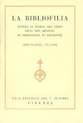 Issue, La bibliofilia : rivista di storia del libro e di bibliografia : LI, 1, 1949, L.S. Olschki