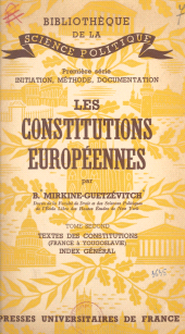 E-book, Les constitutions européennes (2). Textes des constitutions, France à Yougoslovie. Index général, Presses universitaires de France (réédition numérique FeniXX)