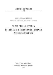 E-book, Note per la storia di alcune biblioteche romane nei secoli XVI-XIX, Biblioteca apostolica vaticana
