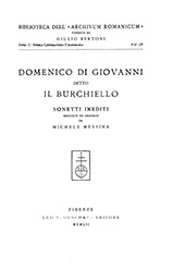 eBook, Sonetti inediti, Di Giovanni, Domenico detto il Burchiello, L.S. Olschki