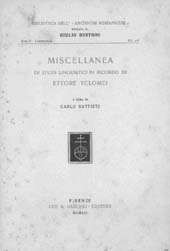 eBook, Miscellanea di studi linguistici in ricordo di Ettore Tolomei, L.S. Olschki