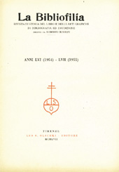 Fascicolo, La bibliofilia : rivista di storia del libro e di bibliografia : LVI, 1, 1954, L.S. Olschki