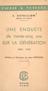 E-book, Une enquête de trente-cinq ans sur la génération : 1900-1934, Sedes (réédition numérique FeniXX)